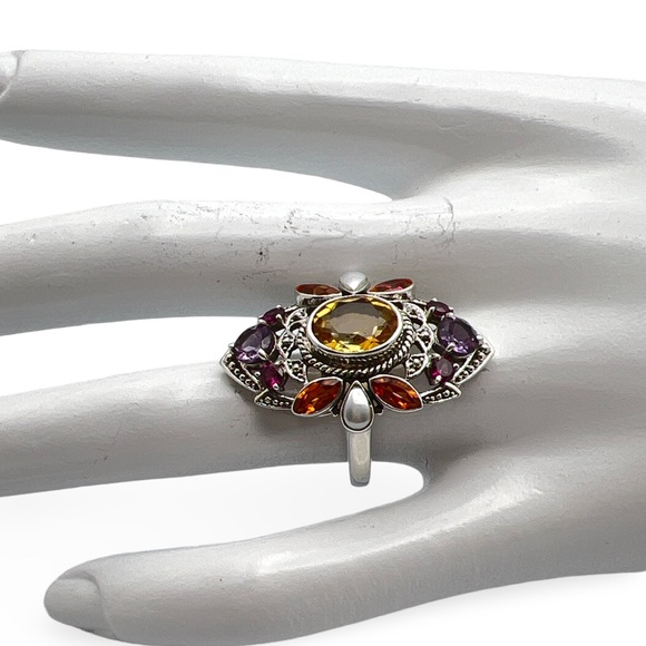 🌟NICKY BUTLER 925 Sterling Silver Citrine Multi Gem ONE OF A KIND Ring Size 8.5 - Picture 6 of 12